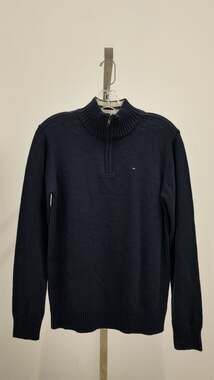 Tommy Hilfiger Boys' Quarter-Zip Knit Sweater - Navy Blue (Size Large 16/18)